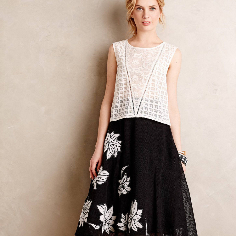 Anthropologie Contrabloom Floral Tulle Skirt By Tracy Reese size 8P Petite NWT - Picture 4 of 8